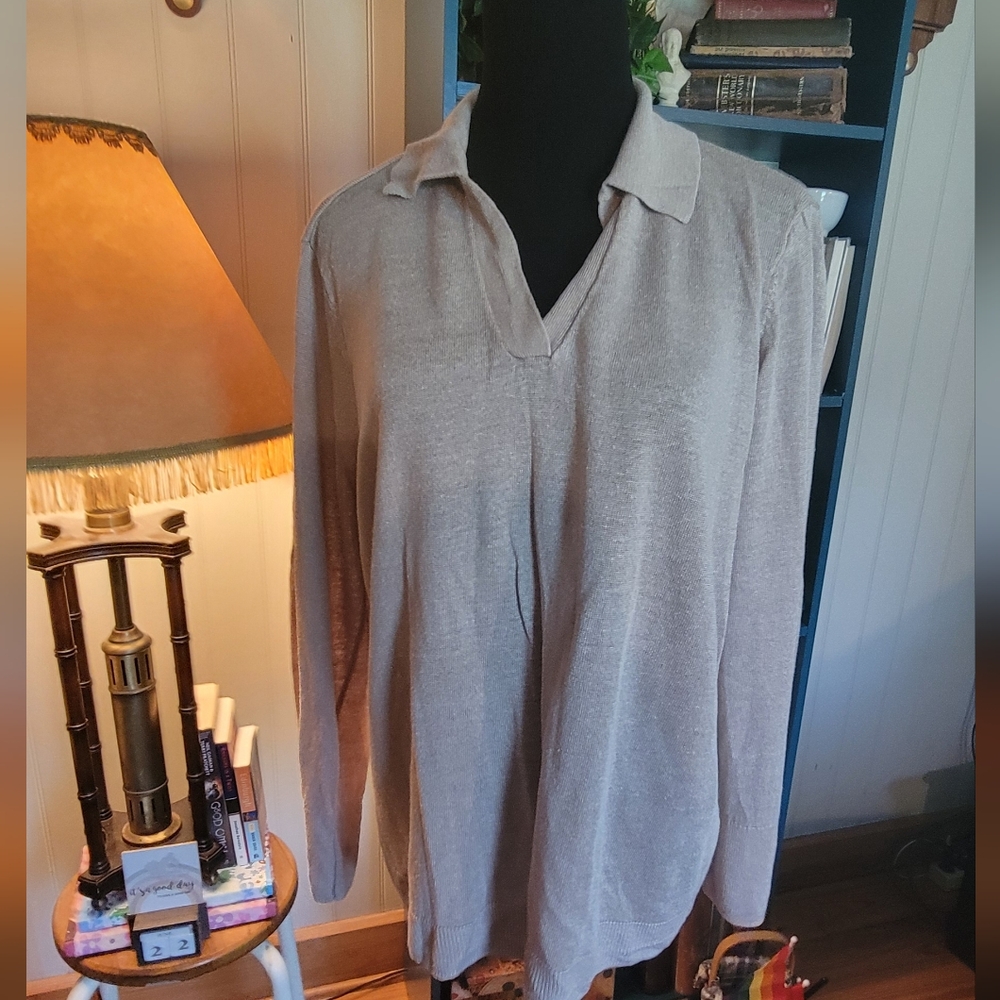 Chico's Plus Size Size 3 Tan Knit boat Shirt